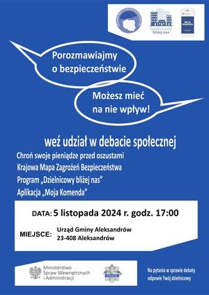 Zaproszenie na debatę w Aleksandrowie - plakat