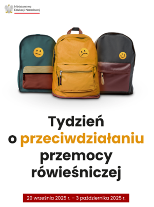 plakat akcji, trzy plecaki