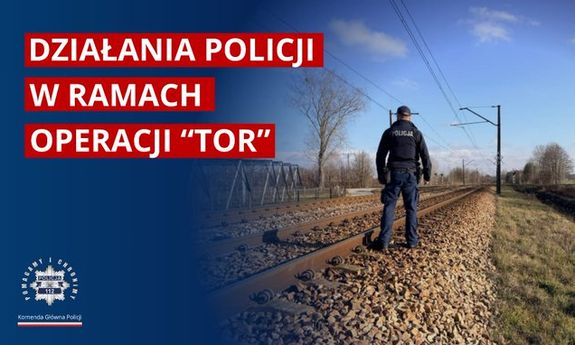 policjant na tle torów