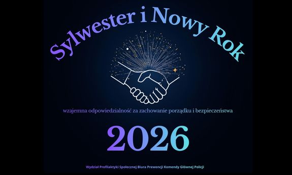 grafika z napisem sylwester, nowy rok 2026