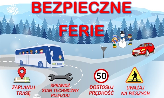 grafika z napisem bezpieczne ferie
