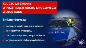 Grafika z informacją o zmianie przepisów ruchu drogowego