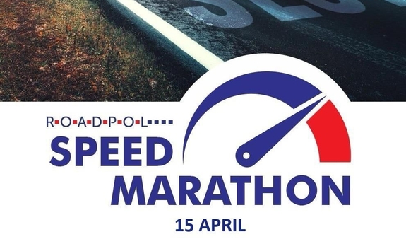 Grafika z napisem ROADPOL SPEED MARATON 15 april.