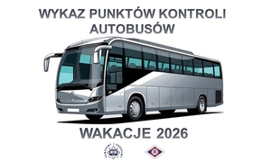 plakat akcji, autobus i napisy odpowiadające treści komunikatu
