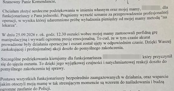 fragment listu nadesłanego do komendanta